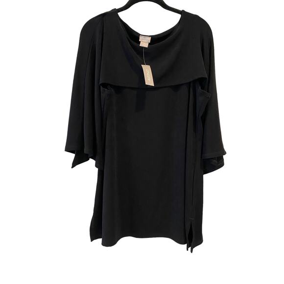 Chico’s NEW Travels Classic Capelet Tunic Top Plus Size 2X 12-14 Black Stretchy - Picture 4 of 14